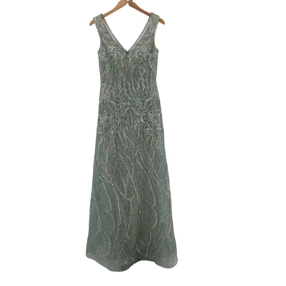 Jovani Embroidered Evening Gown Dress Green 6